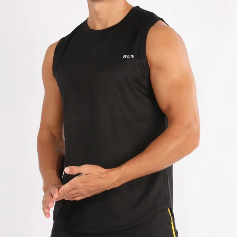 summer Men fitness casual Tank top sleeveless pullover Male mesh breathable round collar Tops print lightweight men sports vest