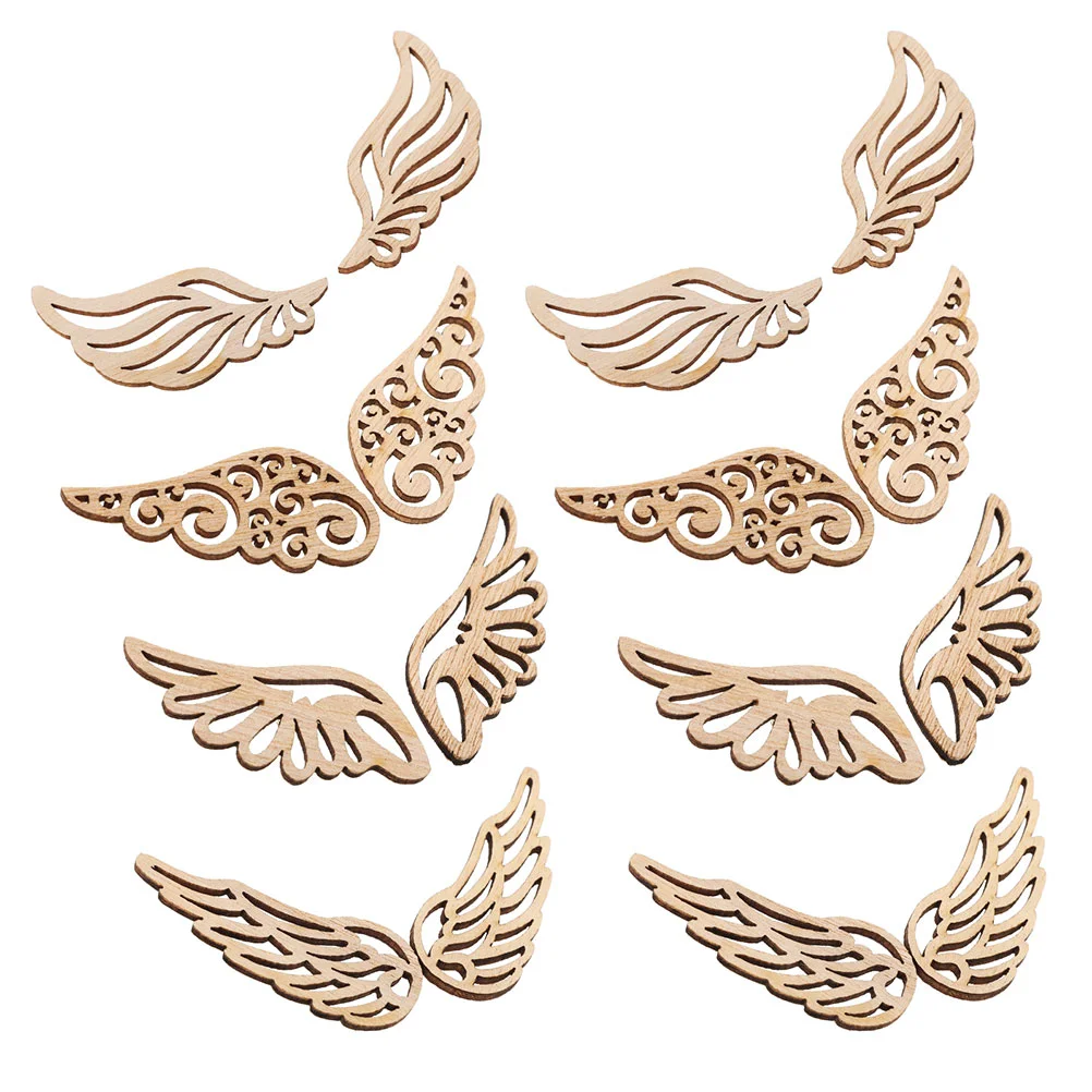 

80 Pcs Wing Pendant Creative DIY Wood Chips Wooden Unfinished Wings Small Craft Angels Shapes for Wedding Decor