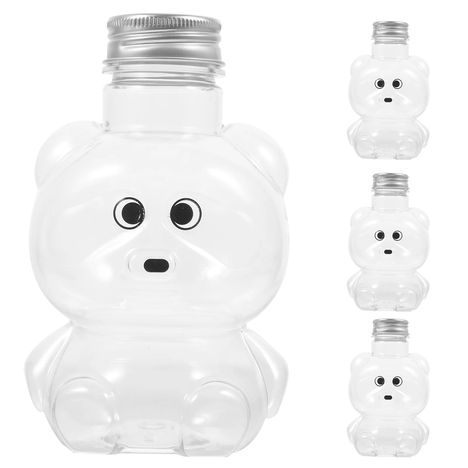 Botella de bebidas con forma de Animal, tapa transparente a prueba de fugas, tarro de jugo rellenable, contenedor de almacenamiento de miel y té de la leche, 4 Uds.