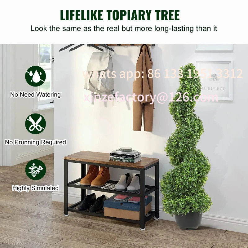 Customizable 1/2pcs Artificial Boxwood Tower Topiary Spiral Artificial Plant 24/36/48in high Decorative Plants Green