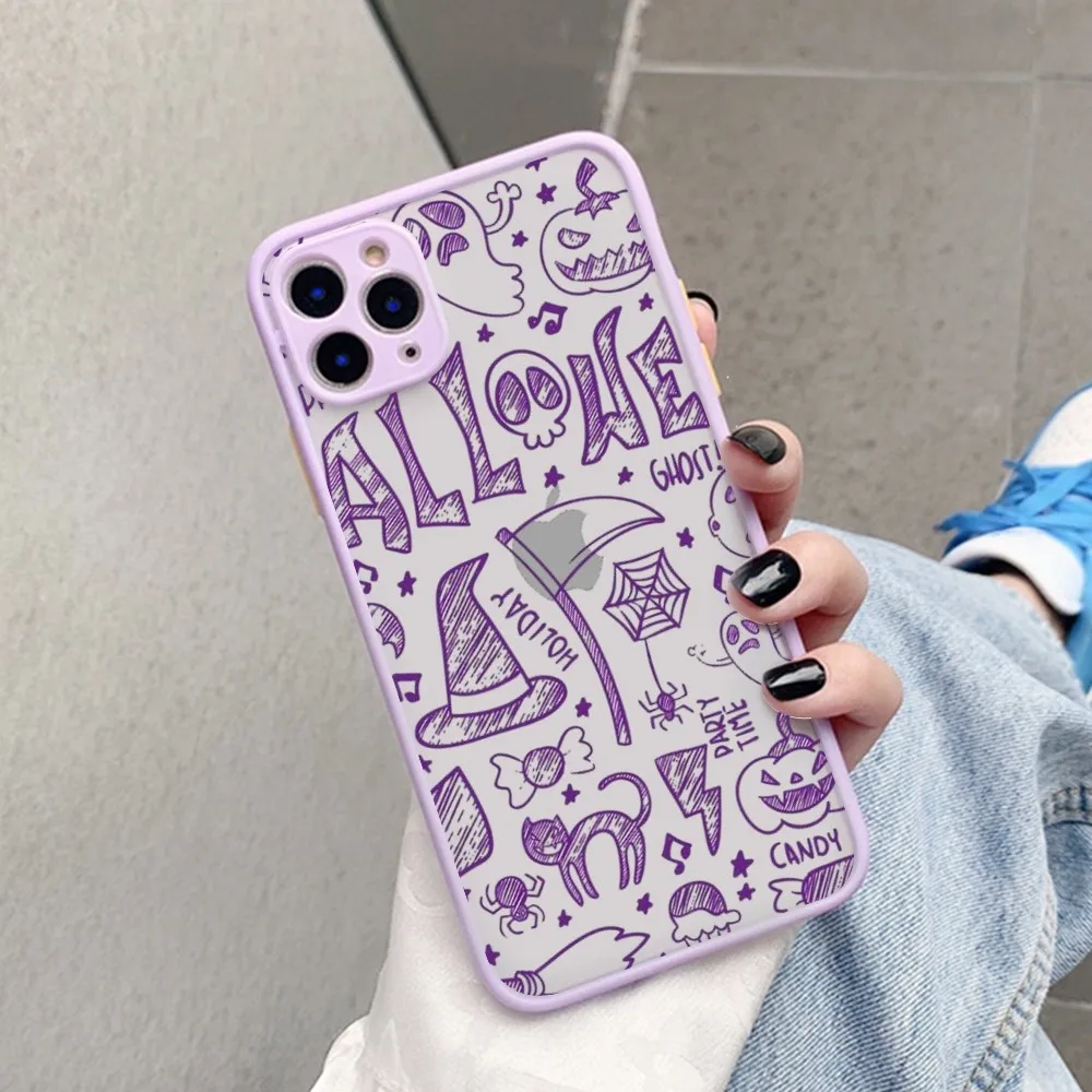 Halloween Phone Case for iPhone 14 11 12 13 Mini Pro Max 8 7 Plus X XR XS MAX Translucent Matte Cover