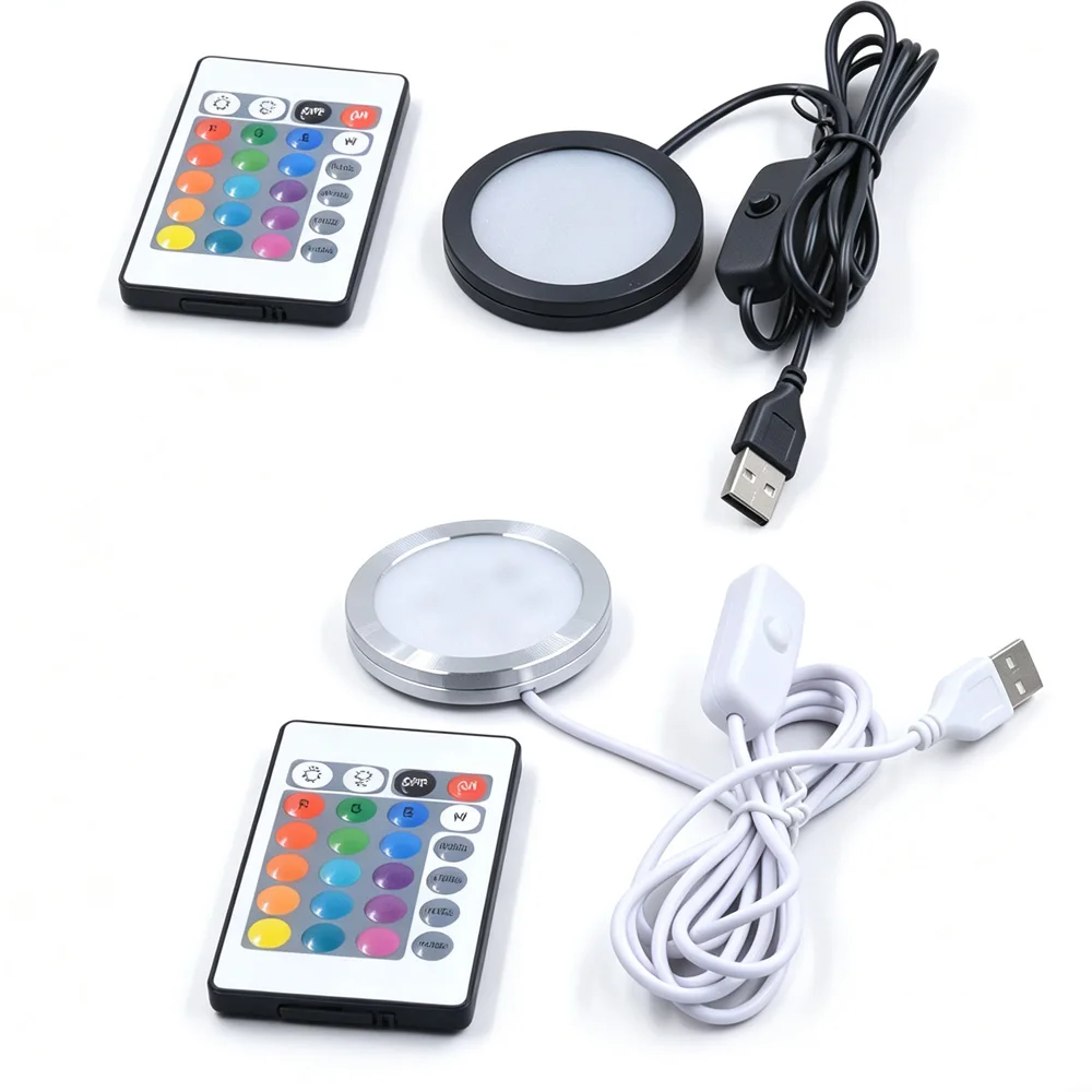 Black USB 5V 3W RGB Led Lamp Adjustable Light Rmote Switch Under Cabinet Light Hardware DIY Decor Model 3D Printer Accessorie