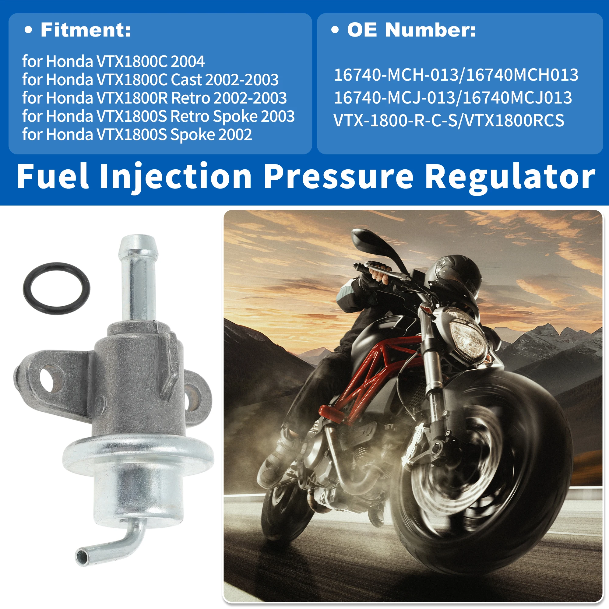 UXCELL Fuel Injection Pressure Regulator for Honda VTX1800 R/C/S 2002-2004 Fuel Pressure Regulator No.16740-MCH-013