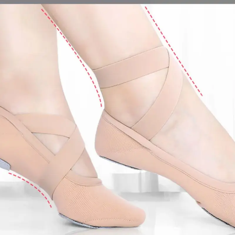 نسيج مرن أحذية الرقص الفتيات لينة وحيد ممارسة حذاء الأطفال اليوغا يطير الحياكة مغطاة قدم أحذية الباليه تشكيل الجسم الأحذية