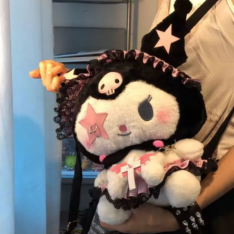 MBTI Y2k Kuromi Womens Shoulder Bag Plush Cute Harajuku Style Doll Casual Backpacks Gothic Punk Lolita New Female Aesthetic Bags