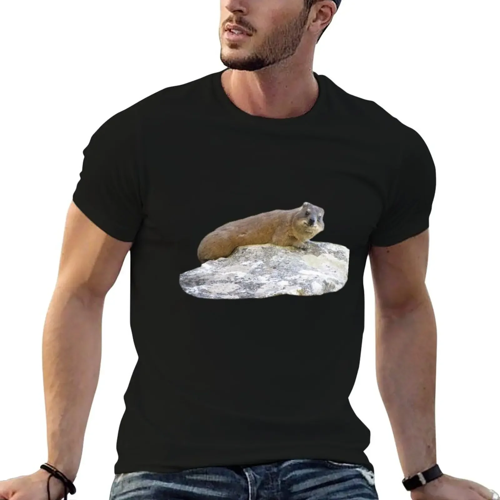 Rock hyrax on a rock T-Shirt summer tops oversized t shirt vintage t shirt men