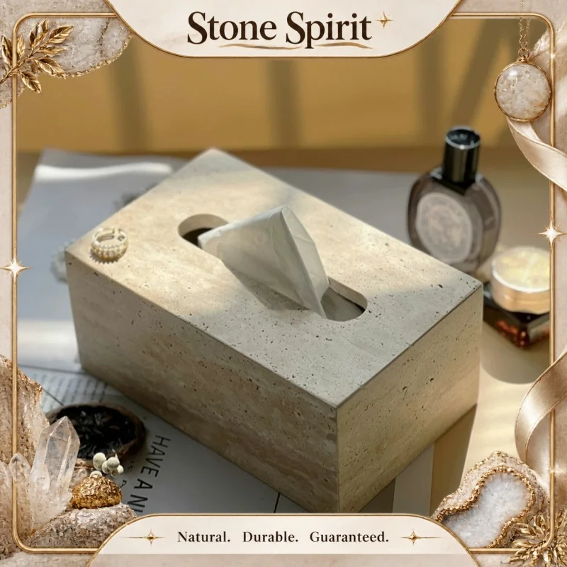 Natural limestone tissue box, living room high-end coffee table tissue drawer, hotel restaurant household luxury tissue box