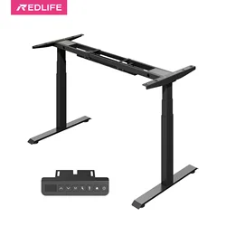 Redlife Electric Standing Desk Frame ,Stand Up Desk Height Adjustable Base Dual Motor w/ Memory Controller for Home & Office