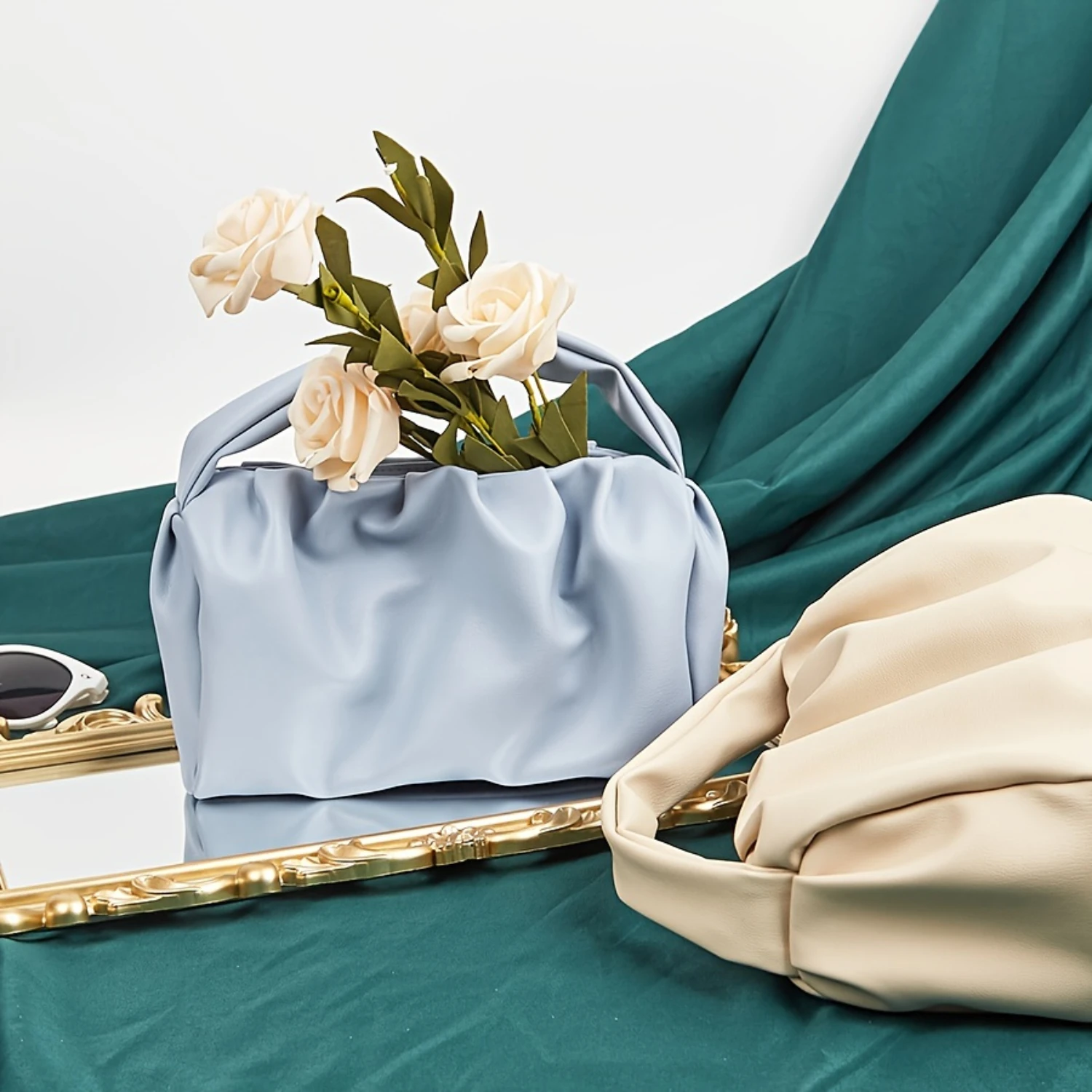 

Cloud-Shaped Women's Purse, Solid Color Tote Handbag, Versatile Cosmetic Bag