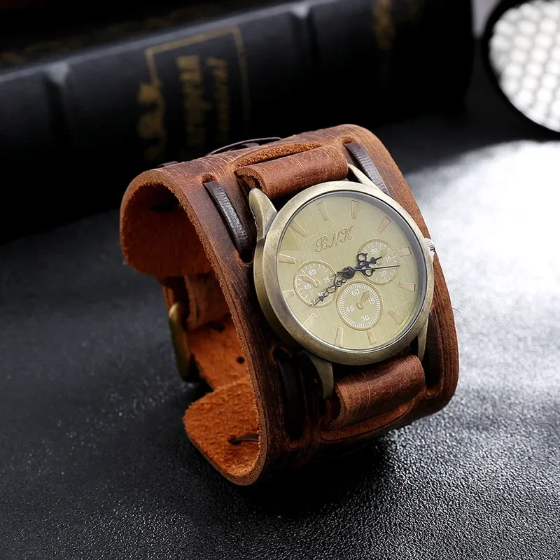 New Vintage Woven Faux Leather Bracelet Watch Men Punk Quartz Analog WristWatch Male Wrist Watch Xem Phim Sex Trẻ Em Ở Đâu