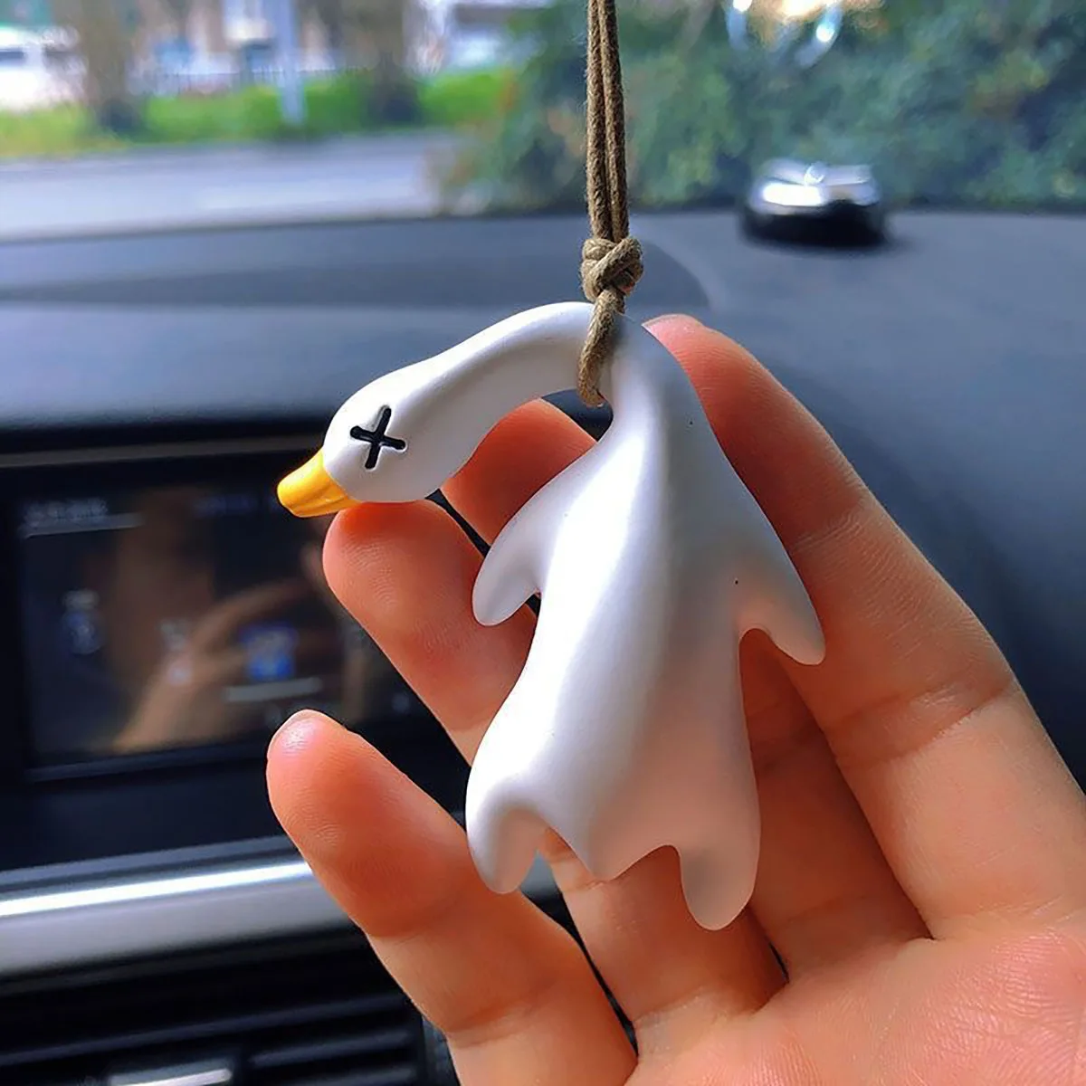Color Change Duck Car Ornament Roast Duck Pendant Swing Duck Auto Decoration Duck Rear View Mirror Accessories For Car Mirror