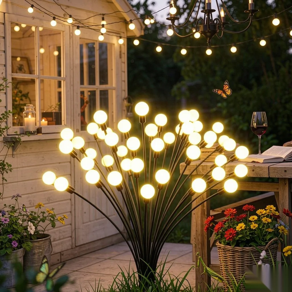 Outdoor Solar Lights Firefly Garden, Waterproof LED Stake Swaying for Yard Patio Lawn Pathway Walkway Landscape Decor Party