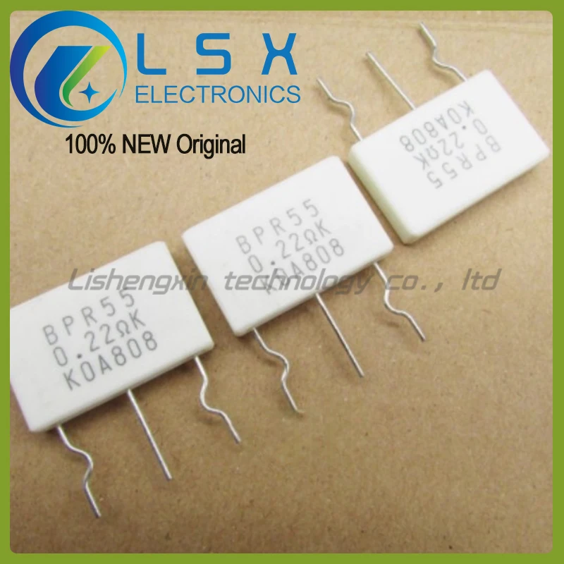 5-10 Buah BPR55 0,22R 220MR 5W + 5W BPR55CFR22K Amplifier Resistor Semen Keramik Tiga Kaki