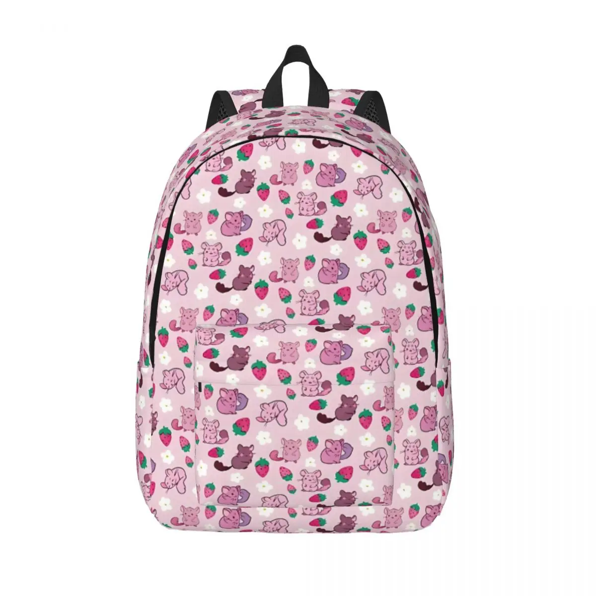 

Chinchilla- Cute Pink And White Cartoon Animal Pattern New Fashion High Capacity Waterproof College Backpack 15.7in 17.7in