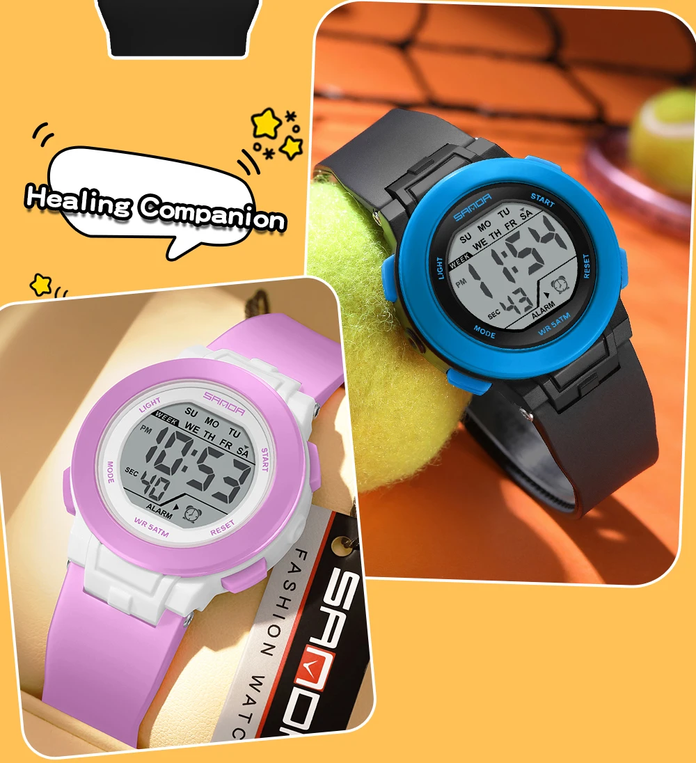 SANDA New 6383 Multifunctional Color Light Watch for High School Students' Sports, Men's and Women's Electronic Watches