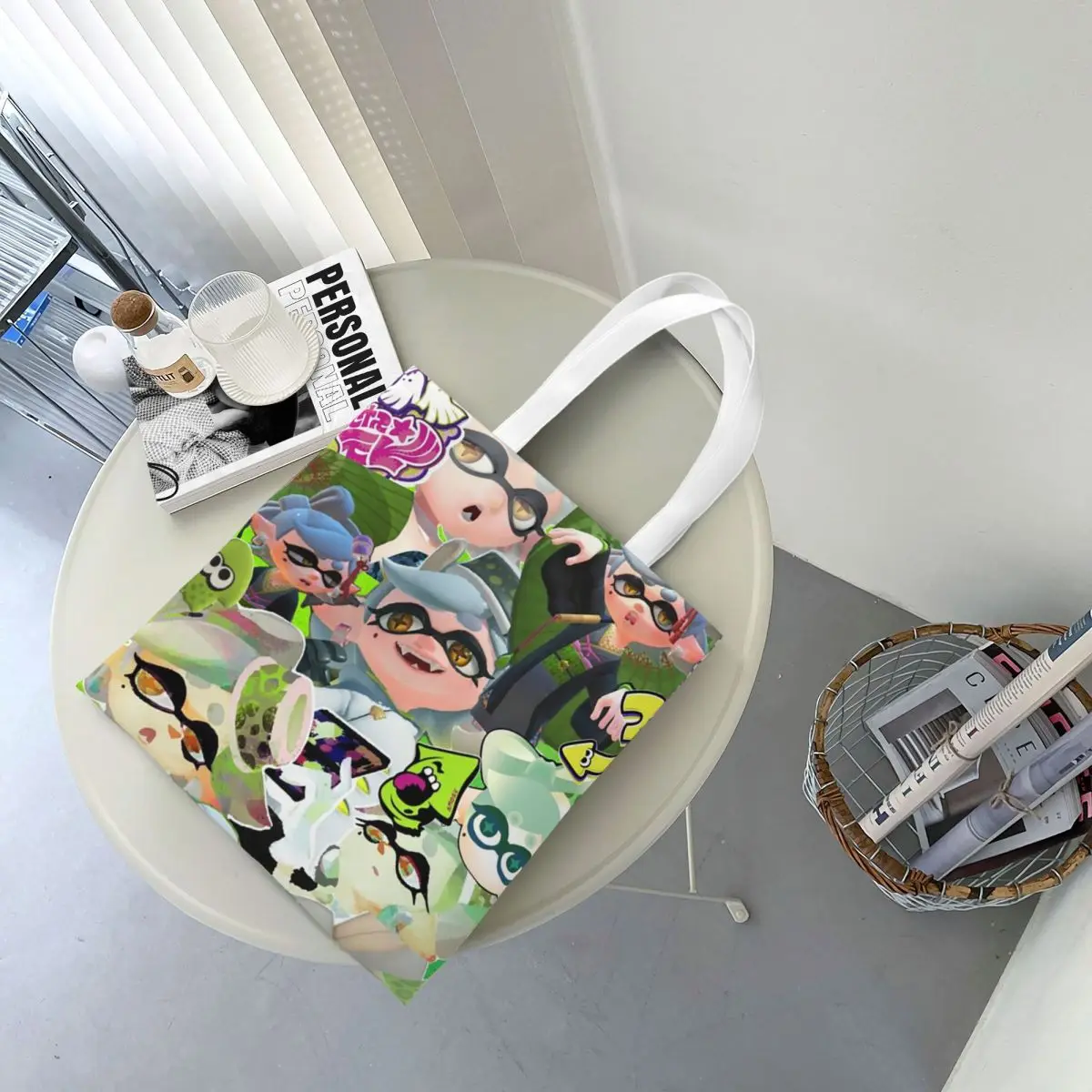 Cartoon Popular Splatoon 3 Game Shopping Bags Canvas The Tote Bag Folding for Ladies Shoulder Tote Travel Handbag