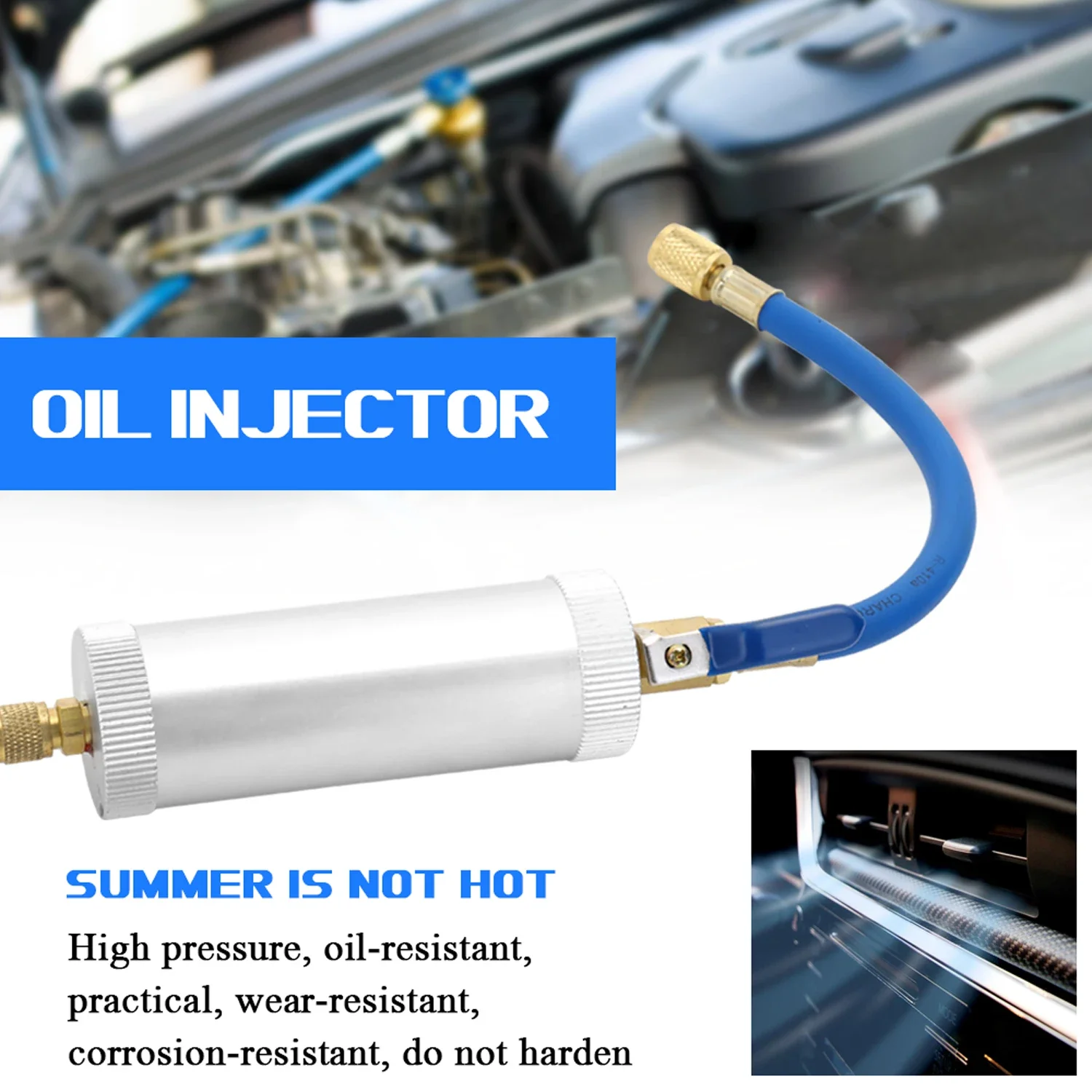 Oil Injector Air Conditioning Car Oil Injection Dye Injector R12 R134A 2 Ounce 1/4SAE Pure Liquid Oil Coolant Filler Tube