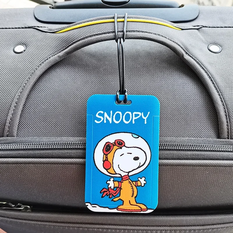 Snoopy Luggage Tag Travel Accessories Cartoon Anime Address Holder Backpack Decoration Label ID Card Case Fashion Boarding Tags