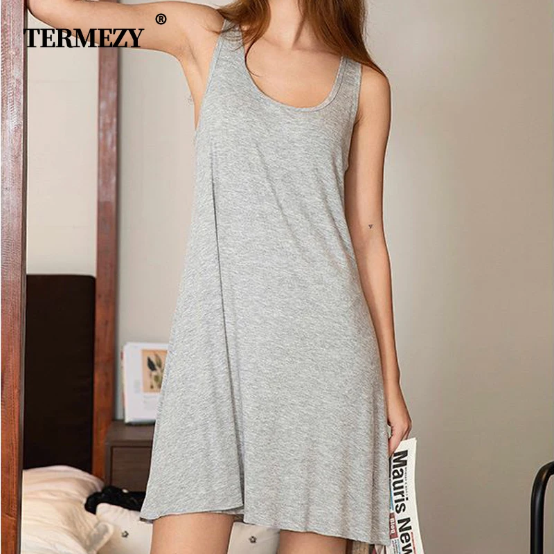 TERMEZY Sexy Homewear Women\'s Luxury Pajama Summer Sleepwear Cotton Nightdress Comfortable Lingerie Solid Color Pajama Plus Size