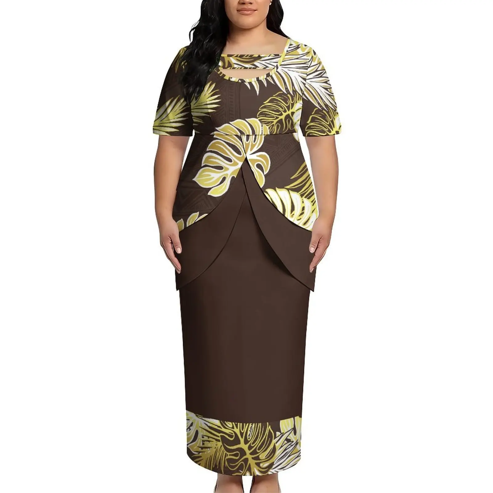 Puletasi New Design Short Sleeved Long Dress Customized Top And Skirt Knee Length Dress Party Top And Skirt Soft Fabrics - Image 4