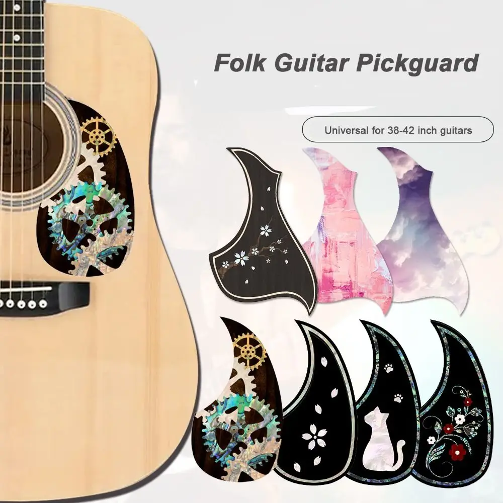 Stiker Pickguard gitar rakyat profesional, perekat sendiri pola cetak Teardrop stiker pelindung PVC DIY pelat gores