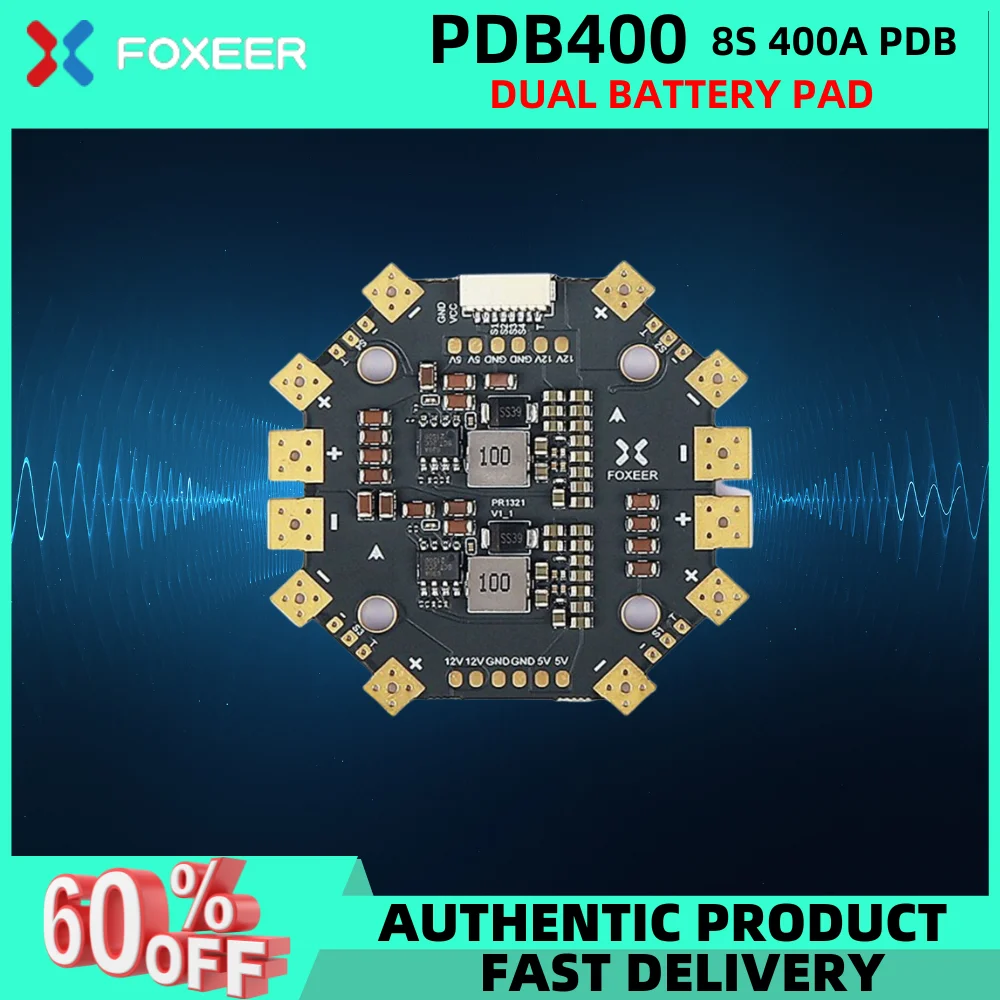 

Foxeer PDB400 8S 400A PDB Dual Battery Pad 12 Hubs for RC Multirotor Airplane Helicopter FPV Long Range Cinelifter DIY Parts