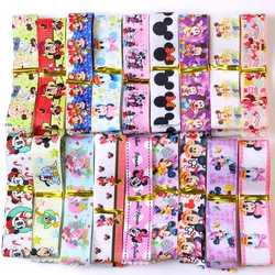 22mm/25mm Random Disney Mickey Minnie Cartoon Cute Design Printed Grosgrain Ribbon 3/5/10 Yards Mystery Boxes