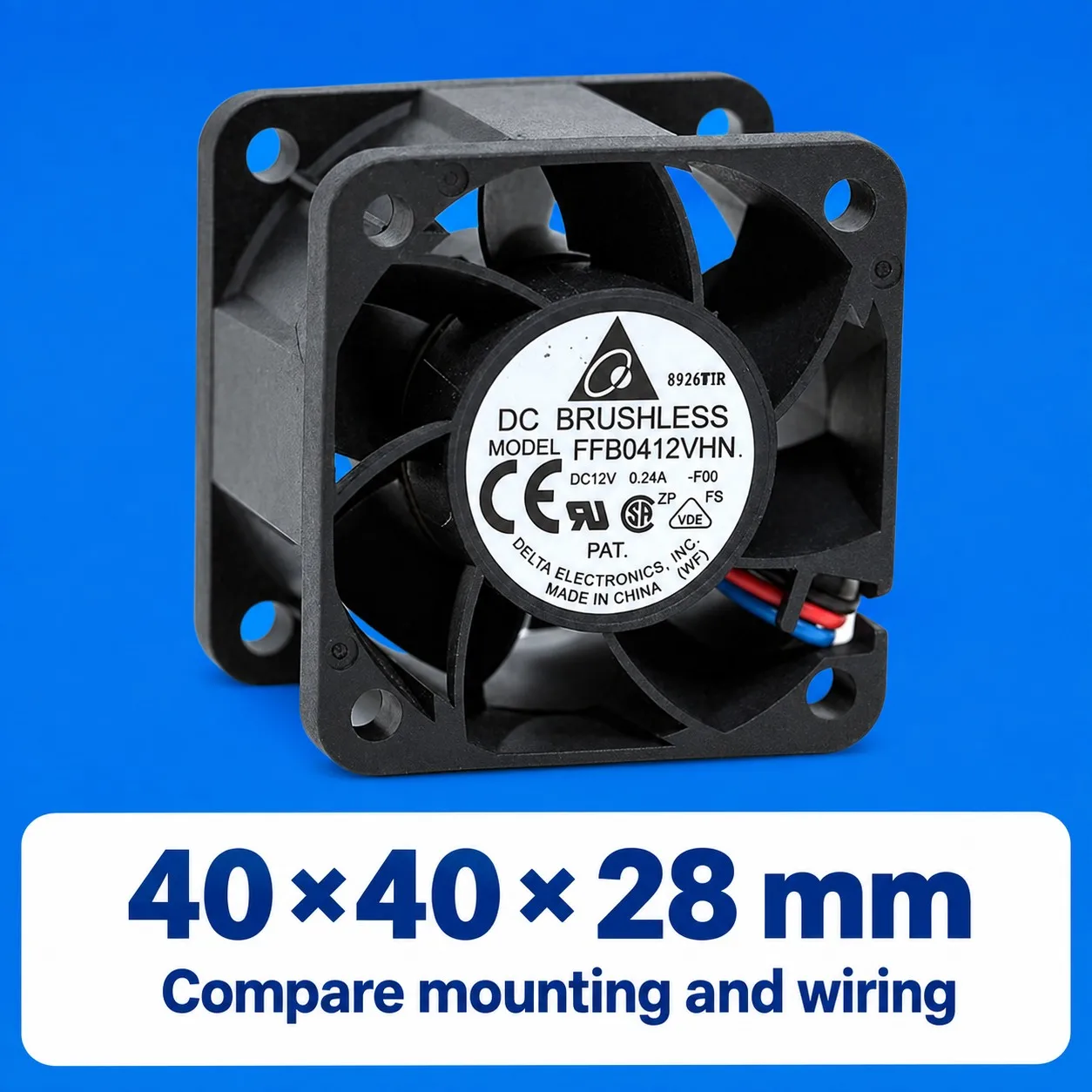 FFB0412VHN Server Cooling Fan 40x40x28mm 4028 12V 0.24A Tachometer Dual Ball Bearing 3-Pin for DELTA
