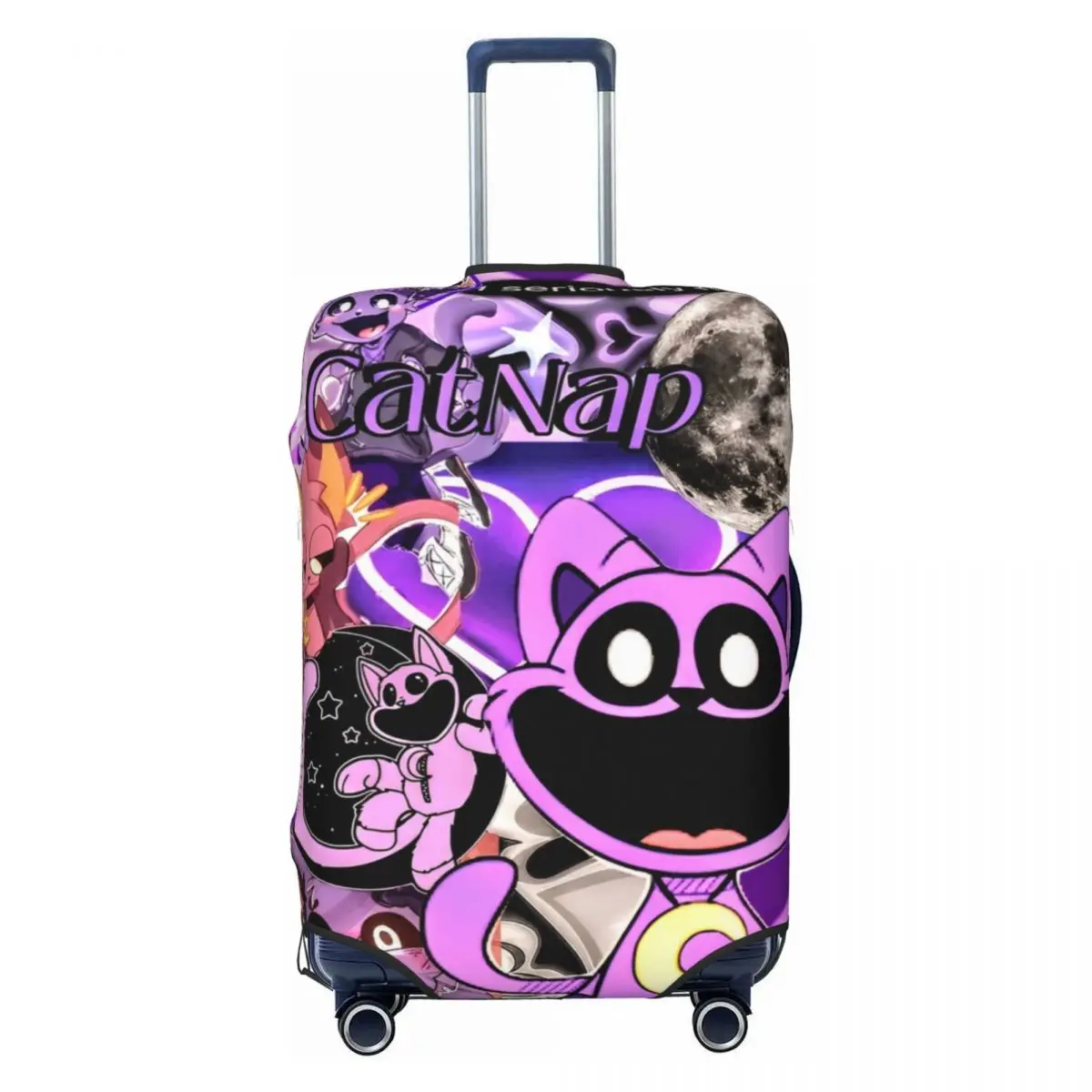 

Smiling Catnap Cartoon Game Suitcase Cover Cruise Trip Flight Strectch Luggage Supplies Protection