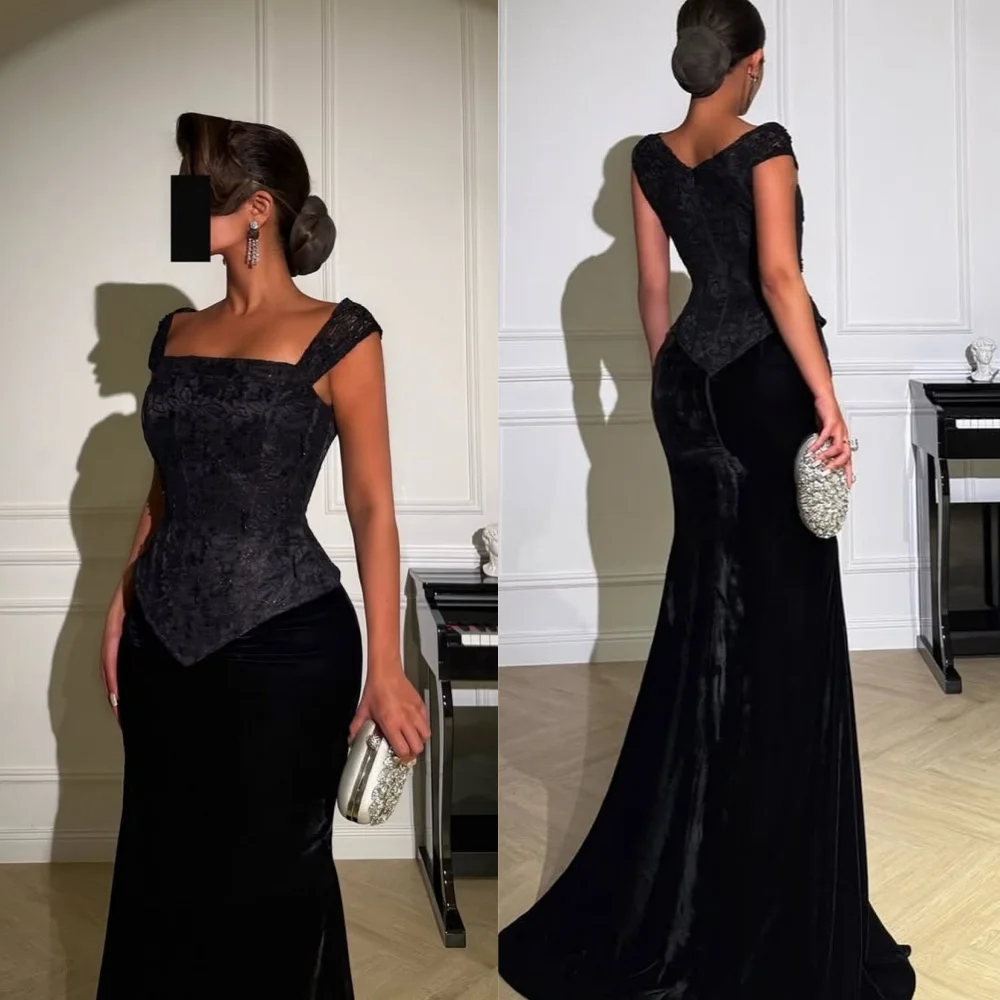 

Customized Classic Spaghetti Straps Sleeveless Evening Dress High Quality Velvet Prom Dresses Sparkly Bespoke Occasion Gowns