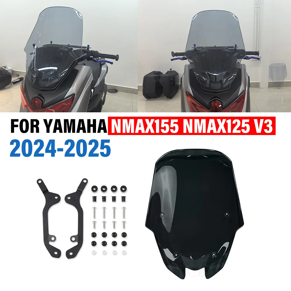 

FOR YAMAHA NMAX155 NMAX125 V3 2025-2026 Motorcycle Windscreen Raised Windshield Front Wind Screen Shield Air Deflectors Fairing