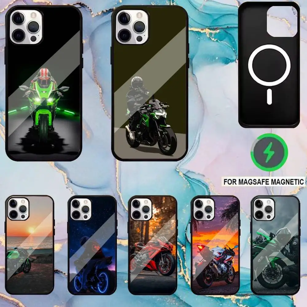 Car Bike K-Kawasakis Phone Case For iPhone17,16,15,14,13,12,11 Plus,Pro Max Magnetic Magsafe Wireless Charging