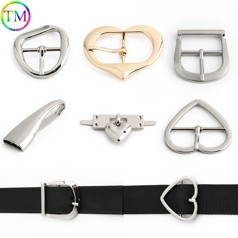 Heart Shape Adjust Roller Pin Buckle Snap Ring Belt Buckle for Handbag Bag Strap Tri-Glide Sliders Webbing Pin Clasp Accessory