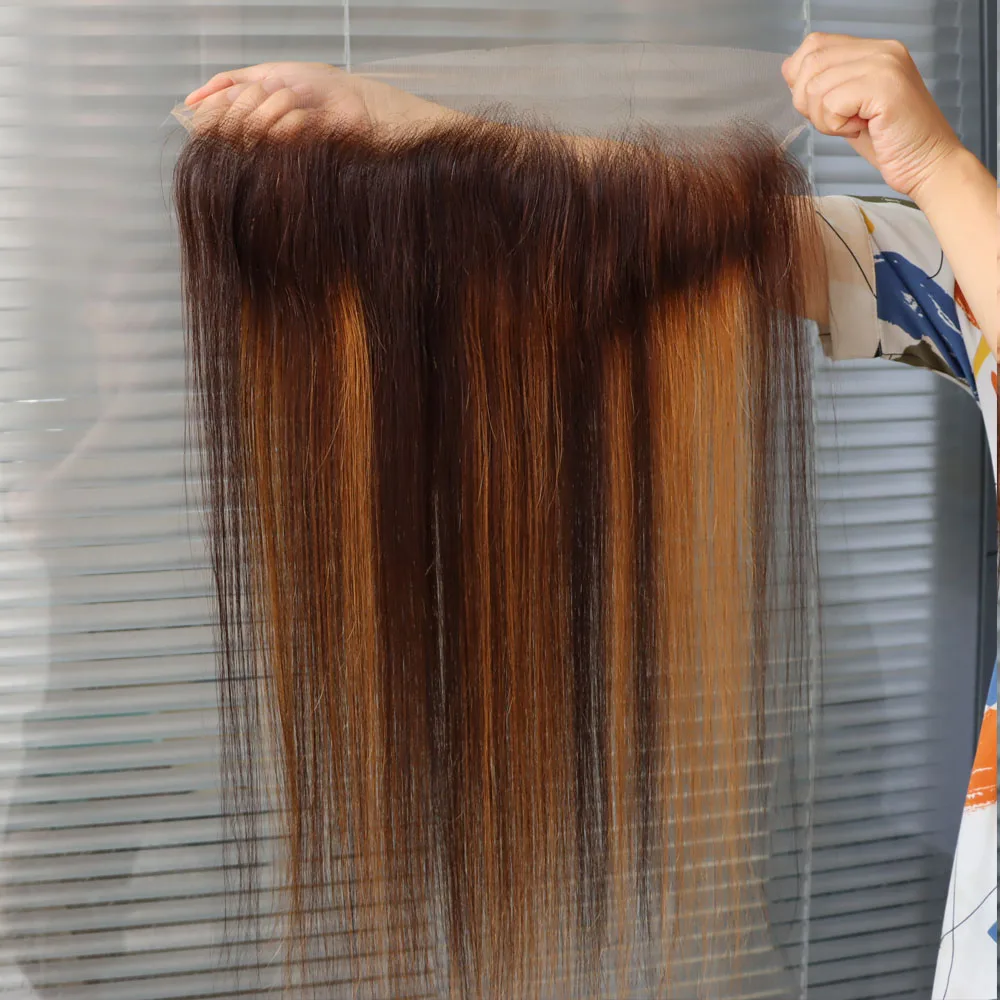 تسليط الضوء على البيانو أومبير بالجملة # 2/30 شعر الإنسان الهندي الشفاف الدانتيل إغلاق أمامي 4x4 5x5 13x4 13x6 انخفاض الشحن