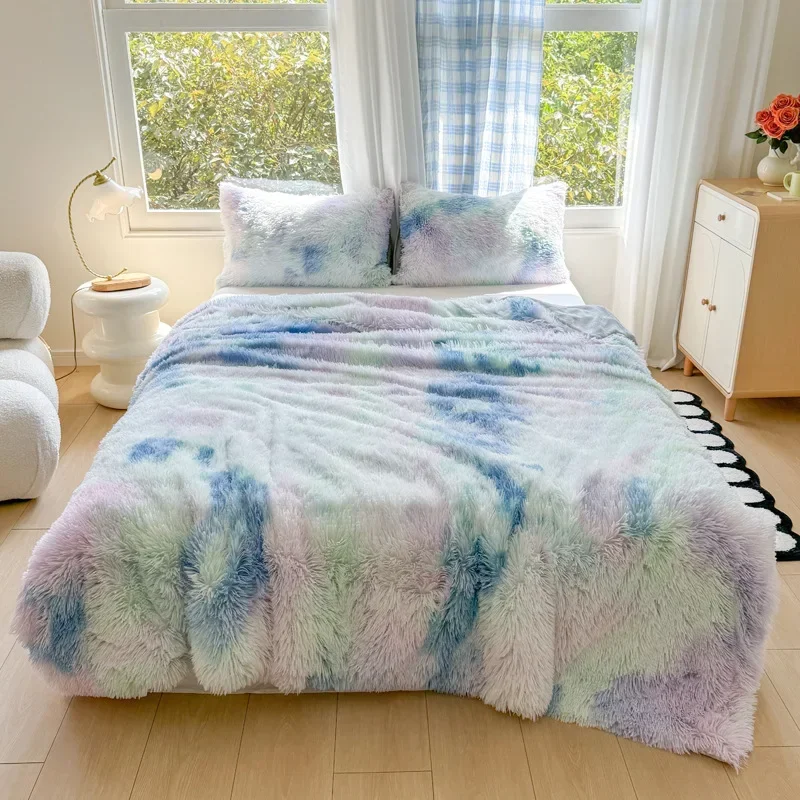 2024 New High Gram Weight Mink Fleece Blanket Long Hair PV Fleece Flannel Double Fabric Quilt Cover Blanket 5