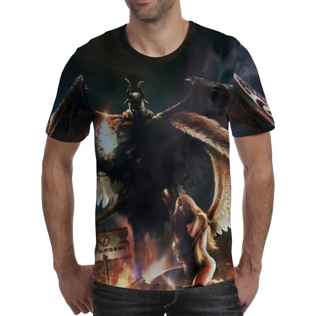 الرجال تي شيرت روح أنيمي ثلاثية الأبعاد الفلورسنت الملاك طباعة تي شيرت للجنسين الكبار محب ثلاثية الأبعاد تي شيرت الشارع الهيب هوب المتضخم تي شيرت
