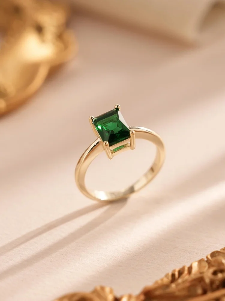 925 فضة الزركون حساسة أنيقة مستطيلة خاتم الزمرد للنساء الذكرى حفلة عالية الجودة غرامة مجوهرات #3