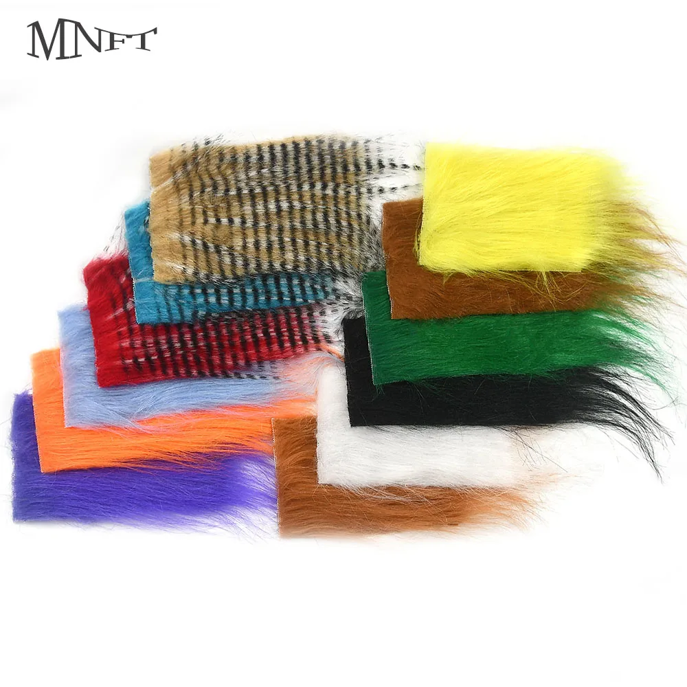 MNFT 1 Packung Langflor Kunstfell Fliegenbindematerial Kunstfell-Patches für Streamer-Fliegen, Barsch-, Forellen- und Lachsfischköder DIY