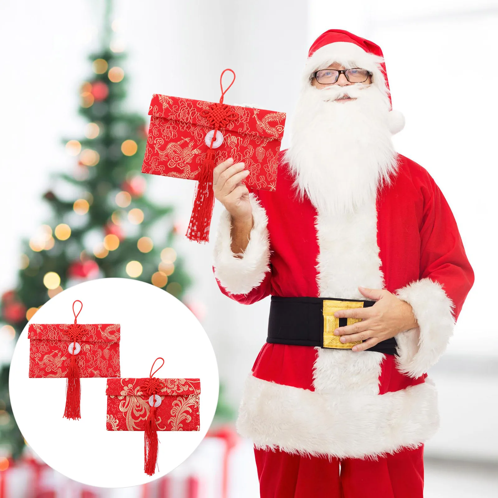 

2 Pcs Spring Festival Red Envelope Happy Chinese New Year Envelopes Money Pocket Gift Joyful Brocade Luxurious