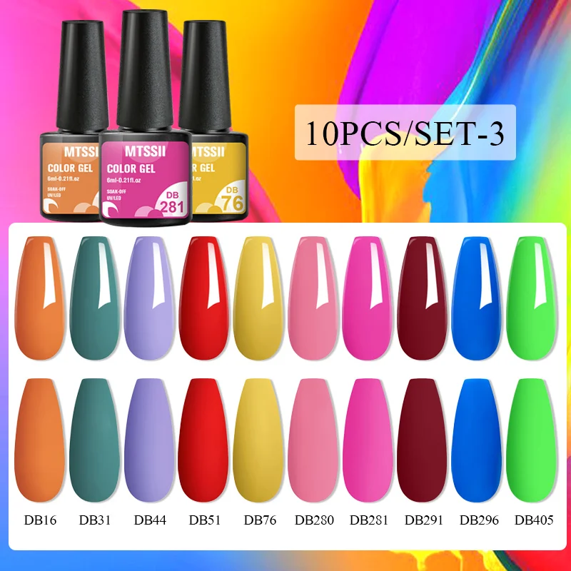 Mtssii 10 teile/satz Gel Nagellack Set lila rosa Nagel Gel semi permanent UV LED Lack Nail Art Design Nagel Gel Set einweichen