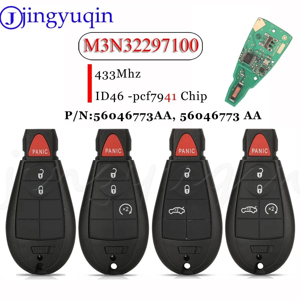 

jingyuqin 3/4/5B M3N32297100 Remote Car Key 433Mhz ID46 PCF7941 Chip For Dodge Dart 2012 2013 2014 2015 2016 2017 Fob 56046773AA