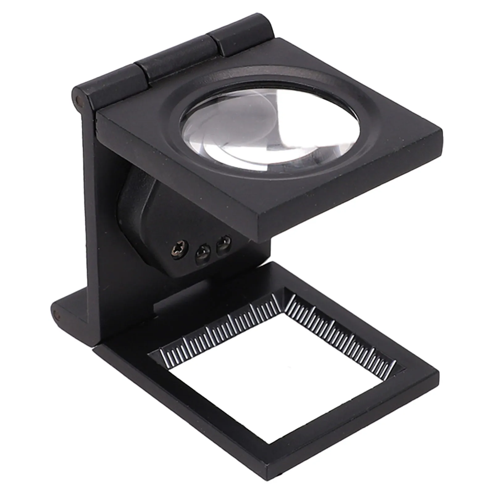 Black Foldable Zinc Alloy Magnifying Glass With Ruler And Dual LED Lights For Fabric Sewing Craft Inspection Tool