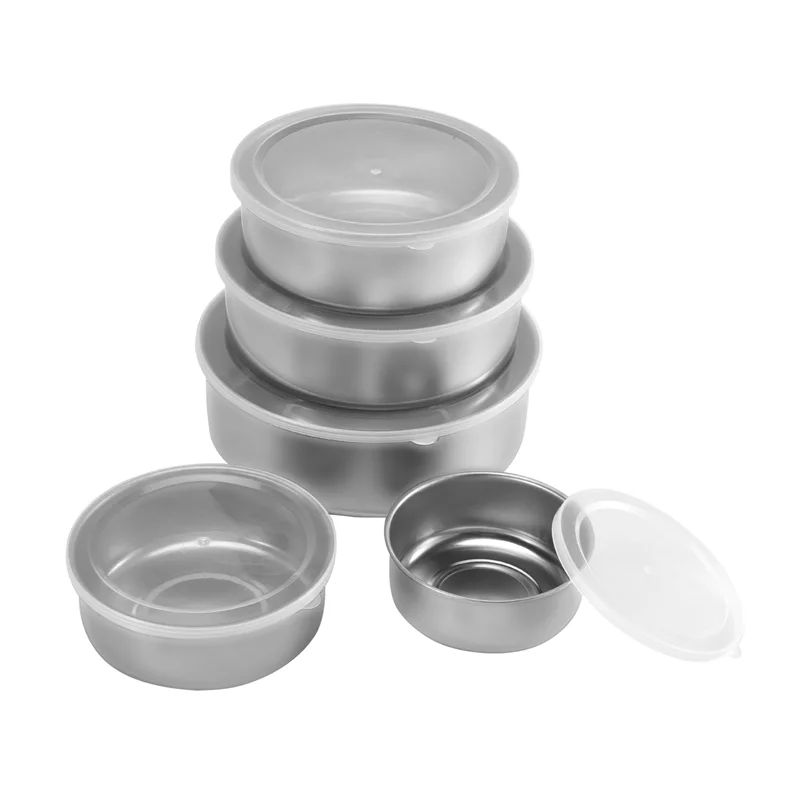 

A74U 5 PCS Stainless Steel Food Container Sealed Crisper Storage Lunch Box Bowls With Lids Food Storage Box Lunch Box Bowl