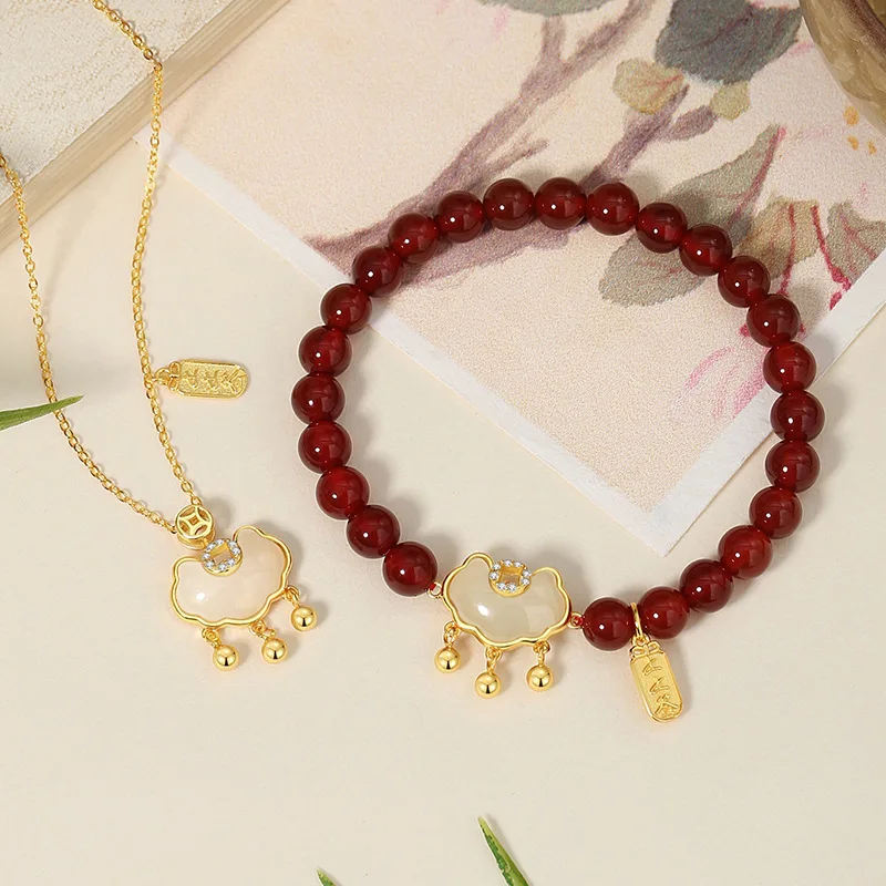 

Ruyi Auspicious Cloud из чистого серебра Хотан нефритовое ожерелье женский новый китайский знак воротник-цепочка долголетие кулон с замком