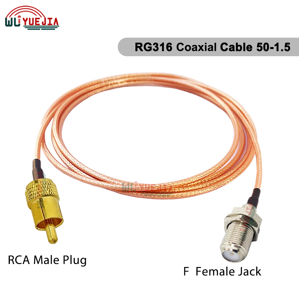 1Pcs F to RCA RG-316 RF Cable F Female or F Male to RCA Male Plug Converter Connector 50-1.5 RF Coaxial Cable 10 CM-20 Meters