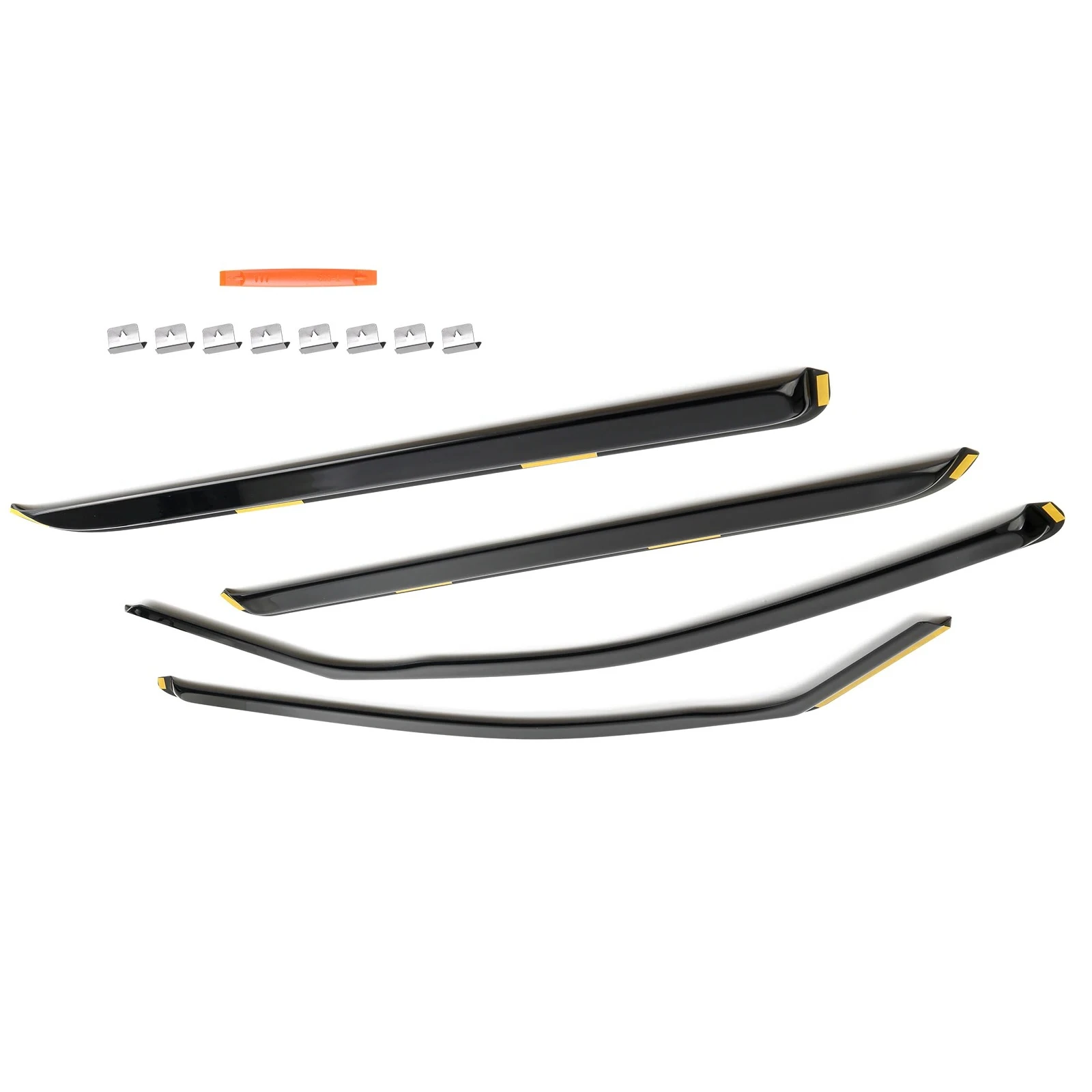 

Для Chevrolet Silverado 1500 Crew Cab 2014-2018: Комплект из 4 дефлекторов окон (ветровиков) из поликарбоната, автомобильные аксессуары