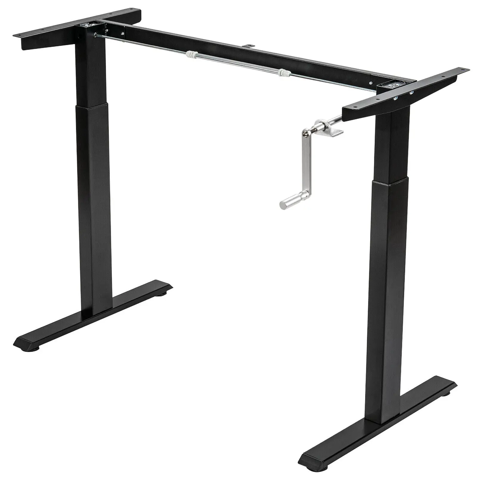 Costway Hand Crank Sit to Stand Desk Frame Height Adjustable Standing Base Black  HW67624BK