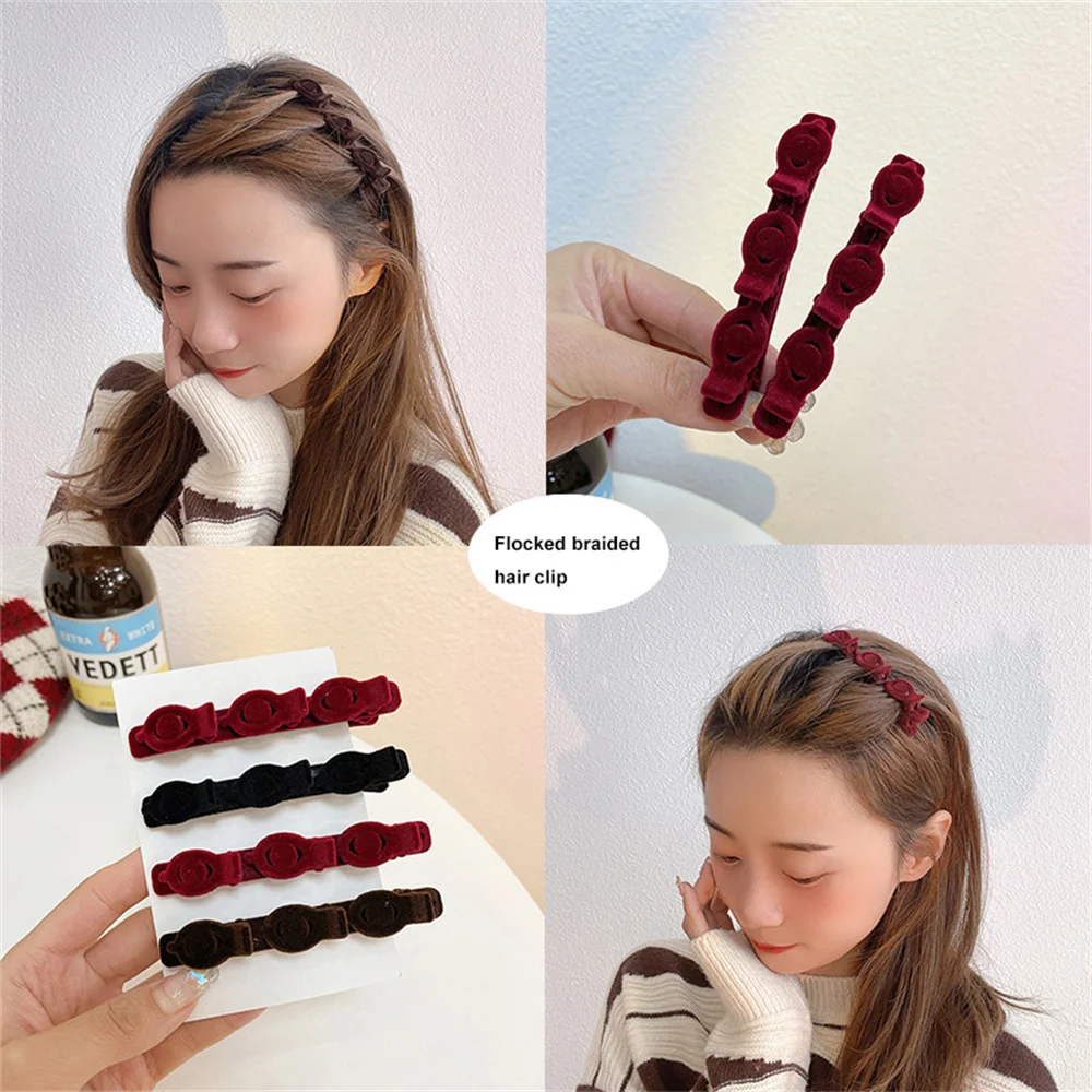 3 Colors Flocked Bangs Hair Clip Black Headwear Women Cute Barrettes Hairgrip Alice Braided Fashion Hairpins Hair Accessories