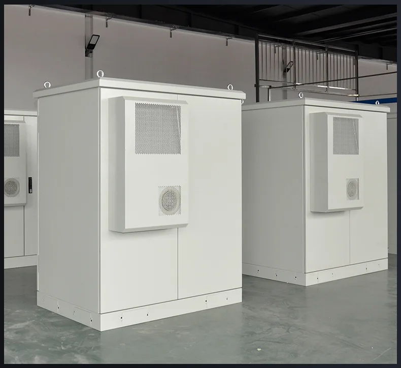 حامل إلكترونيات من سبائك الألومنيوم للمأوى من الفولاذ المقاوم للصدأ مجلفن IP55 حاوية طاقة للاتصالات الخارجية 1500 وات 19 رف معدني فولاذي