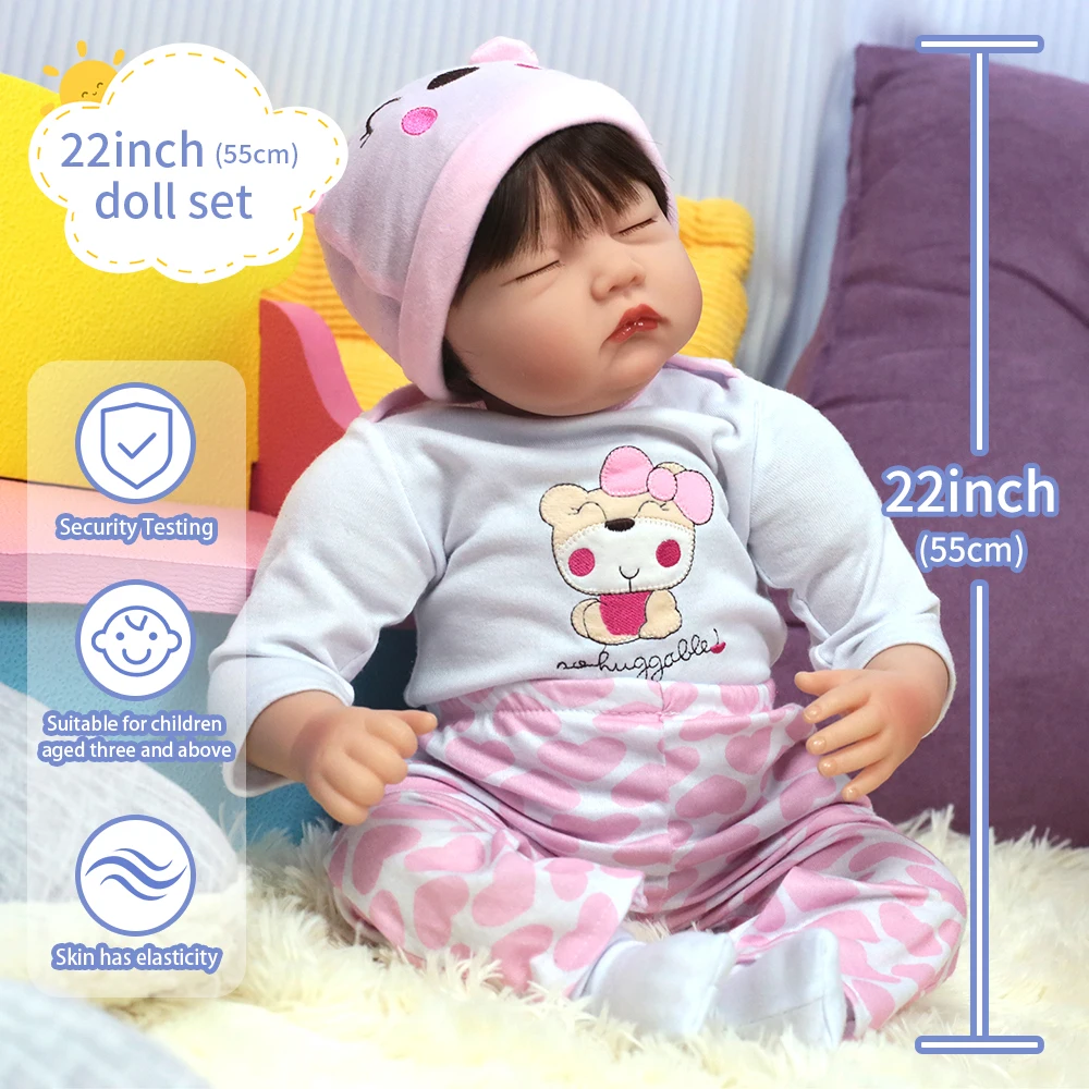 

55 см полностью мягкая силиконовая виниловая ткань, тело реборн, кукла Нэнси с ручной детальной окрашенной кожей, игрушка для девочек, рождественские подарки